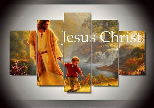 Jesus 7 - Religion 5 Panel Canvas Art Wall Decor Jesus 7 - Religion 5 Panel Canvas Art Wall Decor