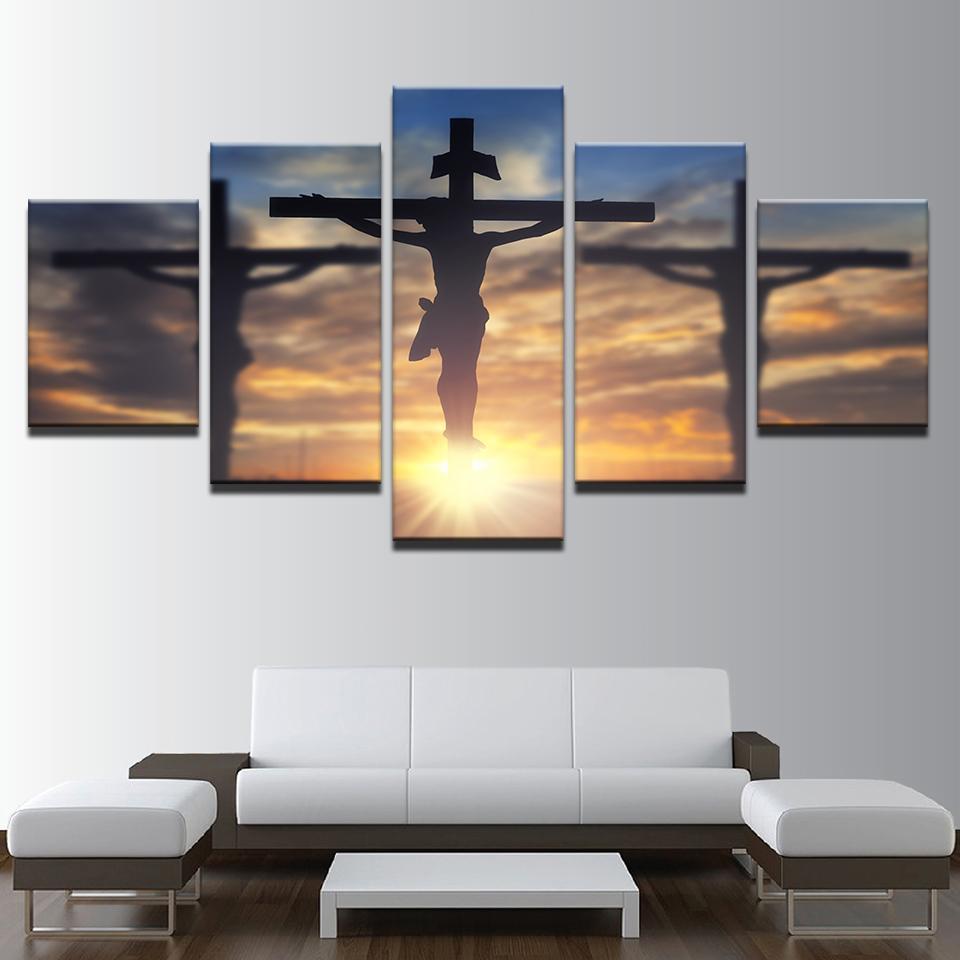 Jesus Christ Cross God’Divine Light - Religion 5 Panel Canvas Art Wall Decor Jesus Christ Cross God’Divine Light - Religion 5 Panel Canvas Art Wall Decor