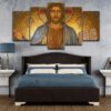 Jesus Christ Gold - Religion 5 Panel Canvas Art Wall Decor