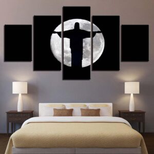 Jesus Christ Moon Shadow Abstract - Religion 5 Panel Canvas Art Wall Decor