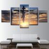 Jesus Christ On Cross Divine Light 1 - Religion 5 Panel Canvas Art Wall Decor