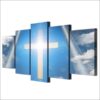 Jesus Christian Cross Sky - Religion 5 Panel Canvas Art Wall Decor