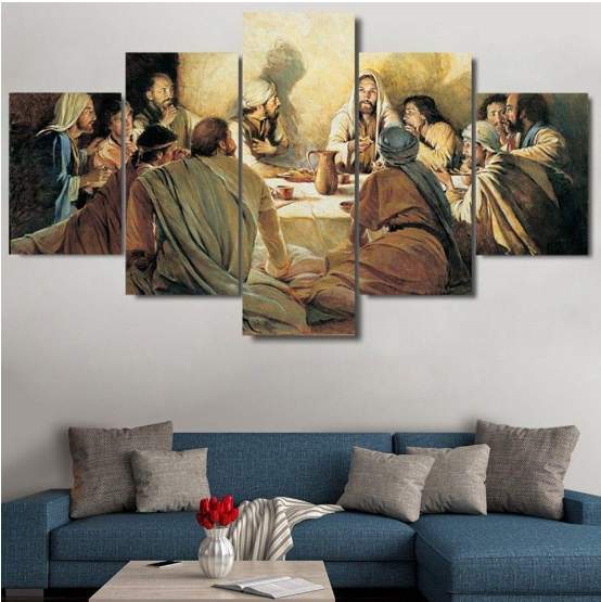 Jesus Disciples Last Supper - Religion 5 Panel Canvas Art Wall Decor Jesus Disciples Last Supper - Religion 5 Panel Canvas Art Wall Decor