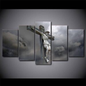 Jesus In The Cross 1 - Religion 5 Panel Canvas Art Wall Decor