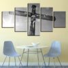 Jesus In The Cross - Religion 5 Panel Canvas Art Wall Decor