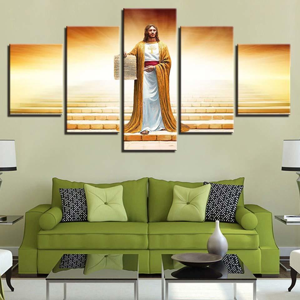 Jesus Statue 11 - Religion 5 Panel Canvas Art Wall Decor Jesus Statue 11 - Religion 5 Panel Canvas Art Wall Decor