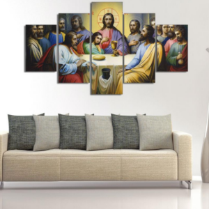 Jesus The Last Supper 1 - Religion 5 Panel Canvas Art Wall Decor