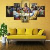 Jesus The Last Supper - Religion 5 Panel Canvas Art Wall Decor