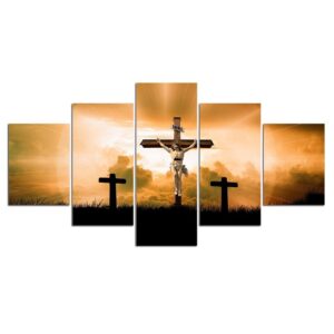 Jesus Yesu Cross Gagultha Mala - Religion 5 Panel Canvas Art Wall Decor