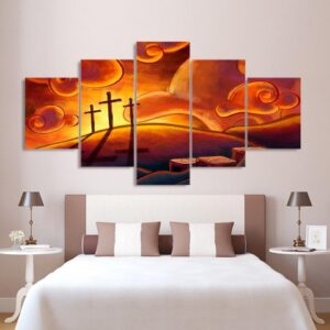 Jesus crosses 02 - Religion 5 Panel Canvas Art Wall Decor