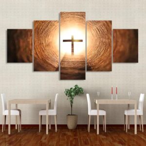 Jesus crosses - Religion 5 Panel Canvas Art Wall Decor