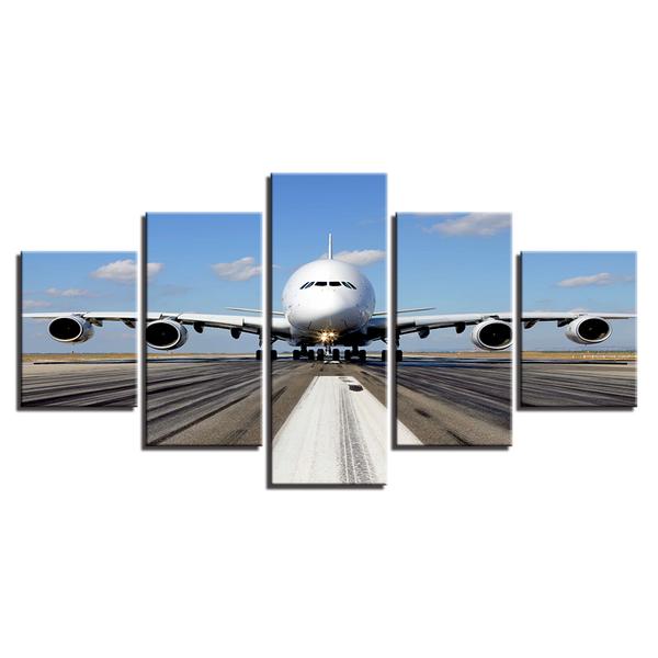 Jet Airplane Takeoff Runway Pilot - Airplane 5 Panel Canvas Art Wall Decor Jet Airplane Takeoff Runway Pilot - Airplane 5 Panel Canvas Art Wall Decor