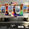 Jet Set - Abstract 5 Panel Canvas Art Wall Decor