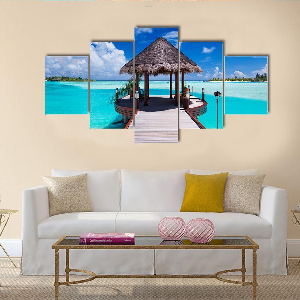 Jetty With Amazing Ocean View - Nature 5 Panel Canvas Art Wall Decor Jetty With Amazing Ocean View - Nature 5 Panel Canvas Art Wall Decor