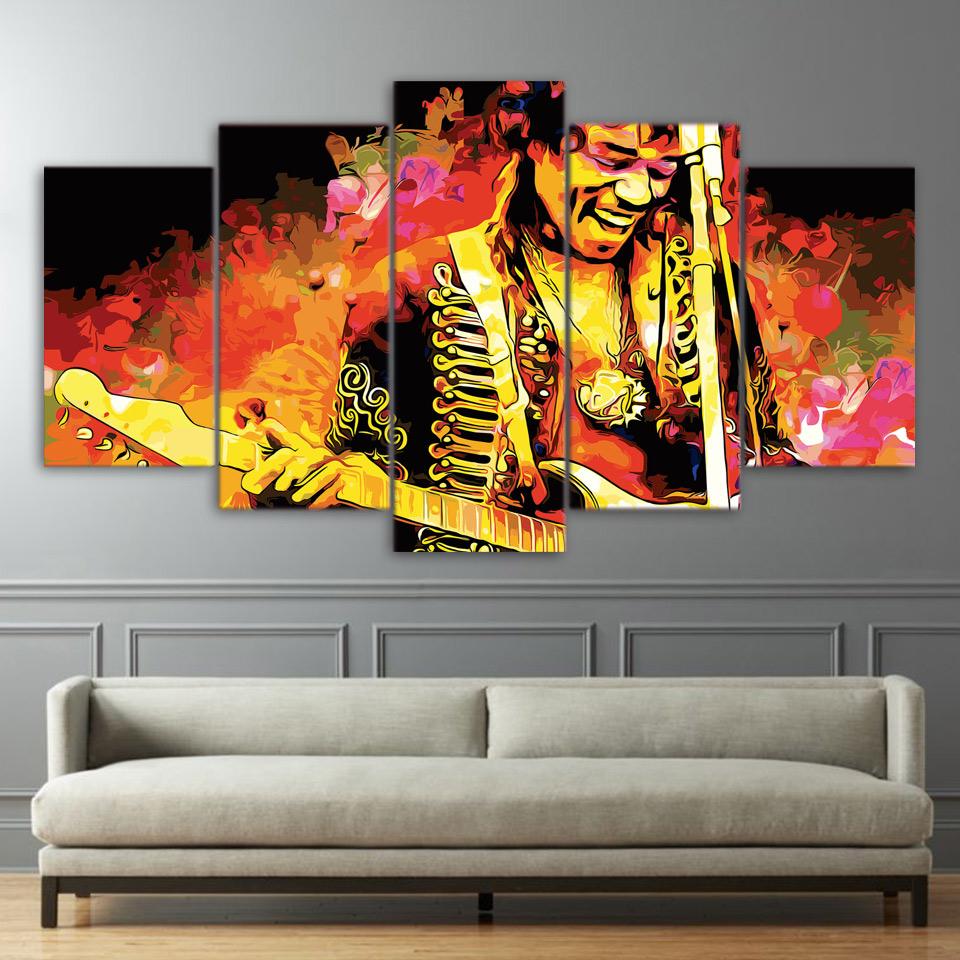 Jimi Hendrix Music Guitarist - Music 5 Panel Canvas Art Wall Decor Jimi Hendrix Music Guitarist - Music 5 Panel Canvas Art Wall Decor