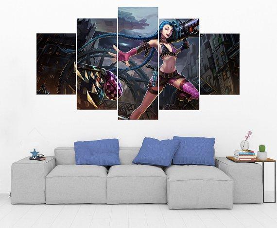 Jinx - League Of Legends - Gaming 5 Panel Canvas Art Wall Decor Jinx - League Of Legends - Gaming 5 Panel Canvas Art Wall Decor
