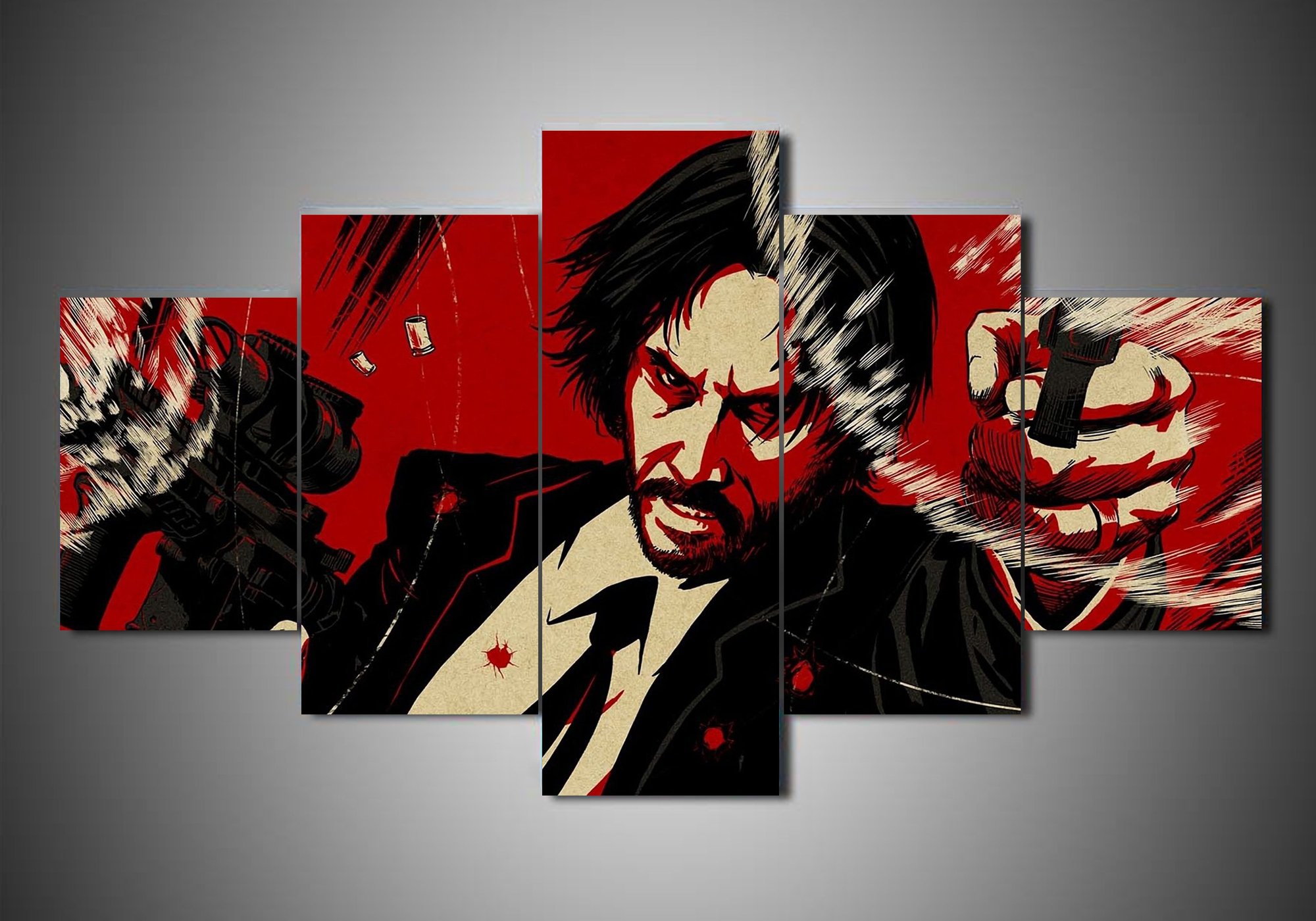 John Wick 2 - Movie 5 Panel Canvas Art Wall Decor John Wick 2 - Movie 5 Panel Canvas Art Wall Decor