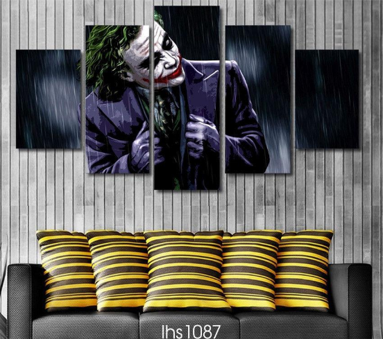 Joker In The Dark Knight - Dc 5 Panel Canvas Art Wall Decor Joker In The Dark Knight - Dc 5 Panel Canvas Art Wall Decor