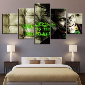 Joker Welcome To The Mad House - Dc 5 Panel Canvas Art Wall Decor
