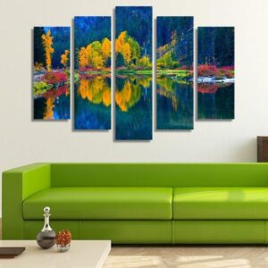 Jolanda Lake In Washington - Nature 5 Panel Canvas Art Wall Decor