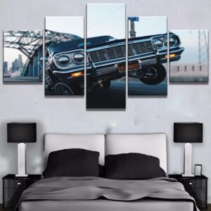 Jumping Car - Automative 5 Panel Canvas Art Wall Decor