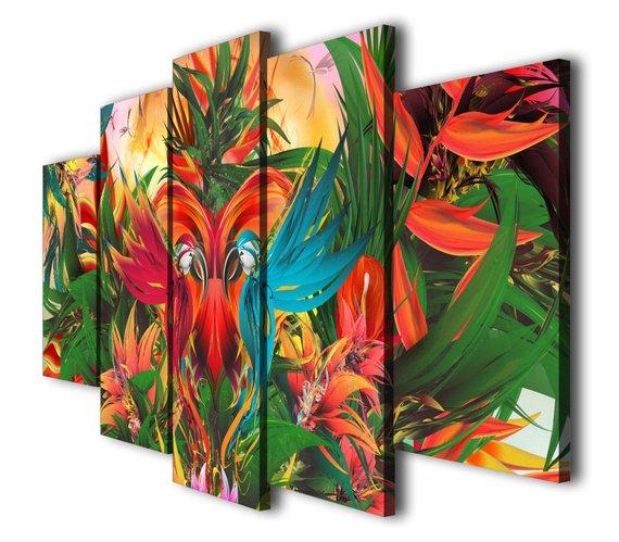 Jungle Abstract - Abstract 5 Panel Canvas Art Wall Decor Jungle Abstract - Abstract 5 Panel Canvas Art Wall Decor