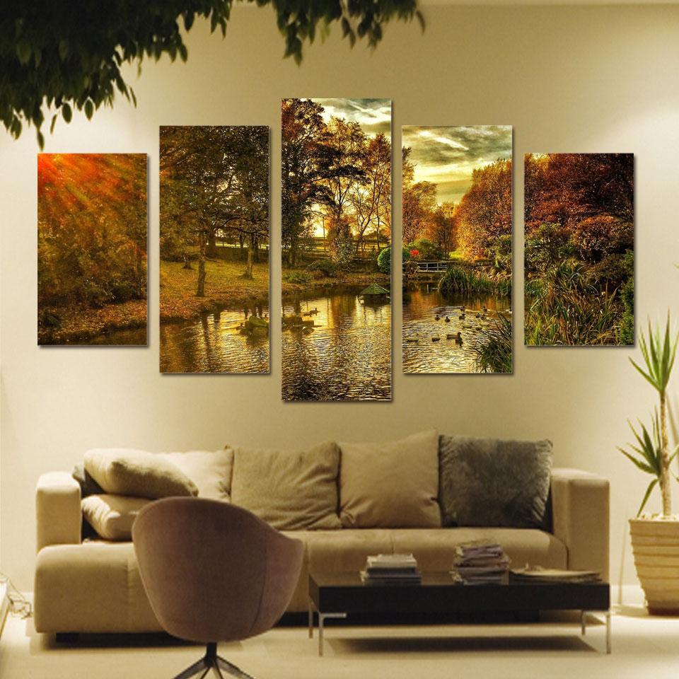 Jungle Sunshine - Nature 5 Panel Canvas Art Wall Decor Jungle Sunshine - Nature 5 Panel Canvas Art Wall Decor