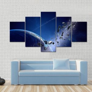 Junk Orbiting Around Earth - Space 5 Panel Canvas Art Wall Decor