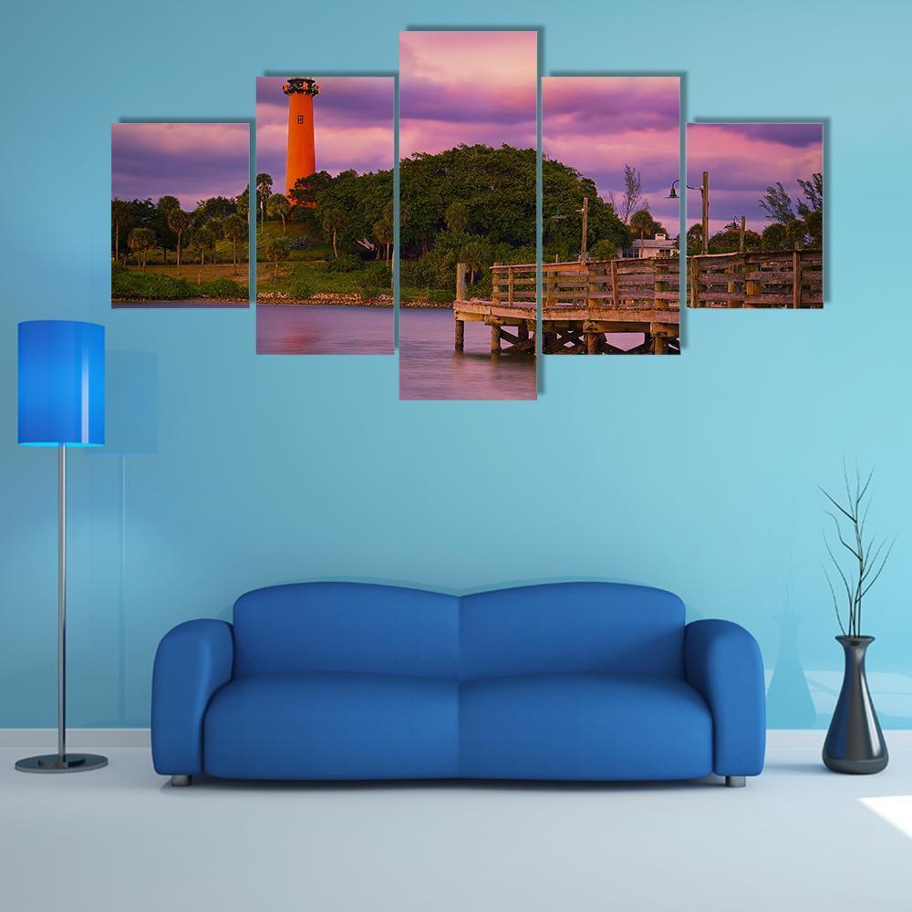 Jupiter Inlet Lighthouse - Nature 5 Panel Canvas Art Wall Decor Jupiter Inlet Lighthouse - Nature 5 Panel Canvas Art Wall Decor