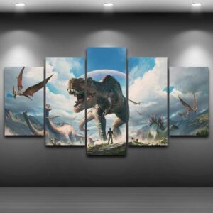 Jurassic Park Dinosaurs 1 - Movie 5 Panel Canvas Art Wall Decor