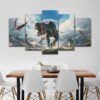 Jurassic Park Dinosaurs Animal - 5 Panel Canvas Art Wall Decor