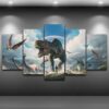 Jurassic Park Dinosaurs - Animal 5 Panel Canvas Art Wall Decor