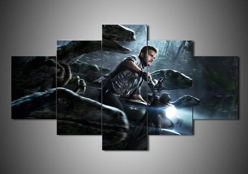 Jurassic World 1 - Movie 5 Panel Canvas Art Wall Decor Jurassic World 1 - Movie 5 Panel Canvas Art Wall Decor