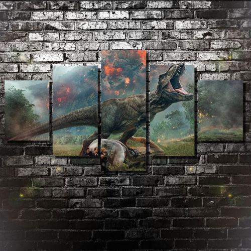 Jurassic World Kingdom Fallen Dinosaur Movie - 5 Panel Canvas Art Wall Decor Jurassic World Kingdom Fallen Dinosaur Movie - 5 Panel Canvas Art Wall Decor