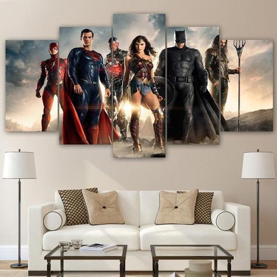 Justice League 2 DC - 5 Panel Canvas Art Wall Decor Justice League 2 DC - 5 Panel Canvas Art Wall Decor