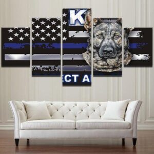 K9 Police Dog - Animal 5 Panel Canvas Art Wall Decor