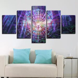 Kaleidoscope Owl Bird - Abstract 5 Panel Canvas Art Wall Decor