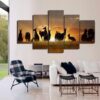 Kangaroos At Sunrise Australian Outback - Animal 5 Panel Canvas Art Wall Decor