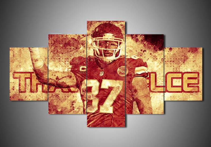 Kansas City Chiefs - Travis Kelce - Sport 5 Panel Canvas Art Wall Decor Kansas City Chiefs - Travis Kelce - Sport 5 Panel Canvas Art Wall Decor