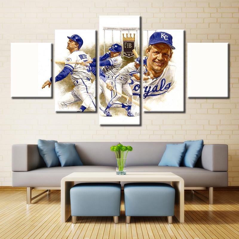 Kansas City Royals Harry Ralston Black Major - Sport 5 Panel Canvas Art Wall Decor Kansas City Royals Harry Ralston Black Major - Sport 5 Panel Canvas Art Wall Decor
