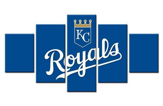 Kansas City Royals Logo Baseball - 5 Panel Canvas Art Wall Decor Kansas City Royals Logo Baseball - 5 Panel Canvas Art Wall Decor