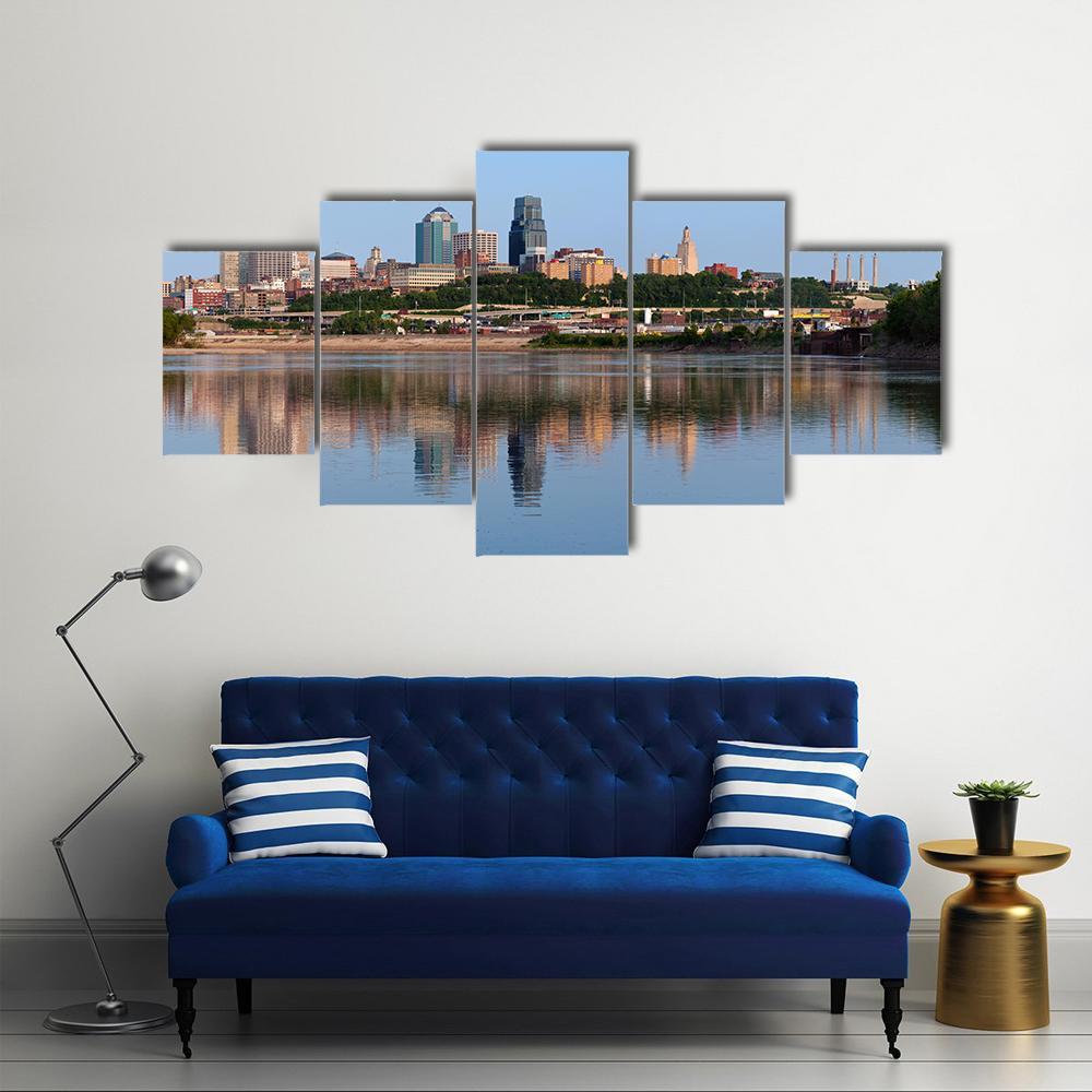 Kansas City Skyline - Nature 5 Panel Canvas Art Wall Decor Kansas City Skyline - Nature 5 Panel Canvas Art Wall Decor