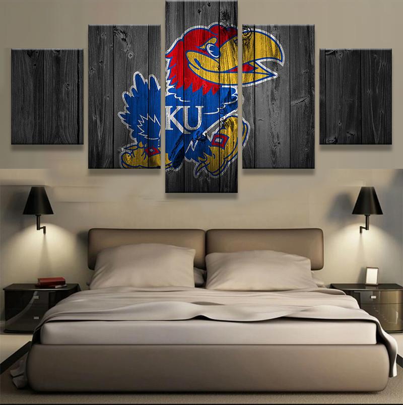 Kansas Jayhawks Sport - 5 Panel Canvas Art Wall Decor Kansas Jayhawks Sport - 5 Panel Canvas Art Wall Decor