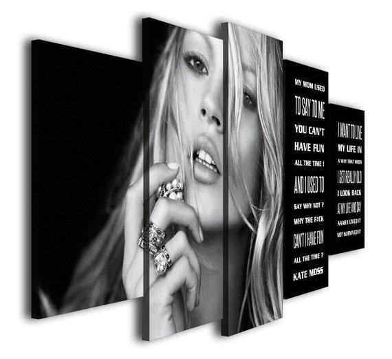 Kate Moss - Famous Person 5 Panel Canvas Art Wall Decor Kate Moss - Famous Person 5 Panel Canvas Art Wall Decor