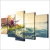 Kayak Rowing Water Sun - Sport 5 Panel Canvas Art Wall Decor