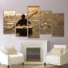 Kayak Sailing Glittering Water - Space 5 Panel Canvas Art Wall Decor