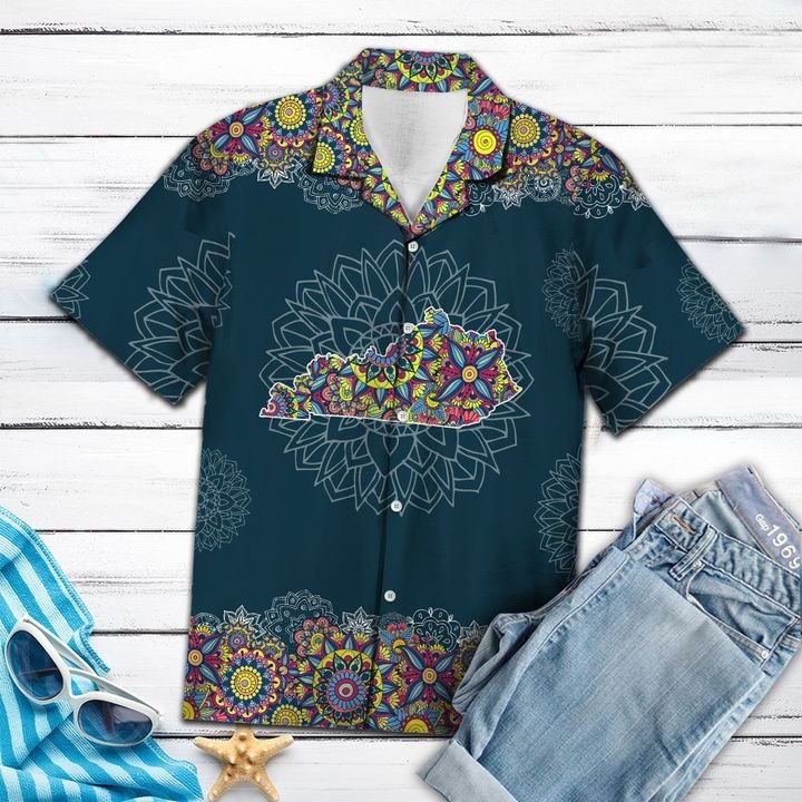 Kentucky Mandala Hawaiian Shirt Summer Button Up Kentucky Mandala Hawaiian Shirt Summer Button Up