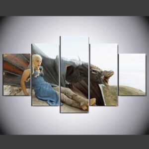 Khaleesi: Mother Of Dragons - Movie 5 Panel Canvas Art Wall Decor