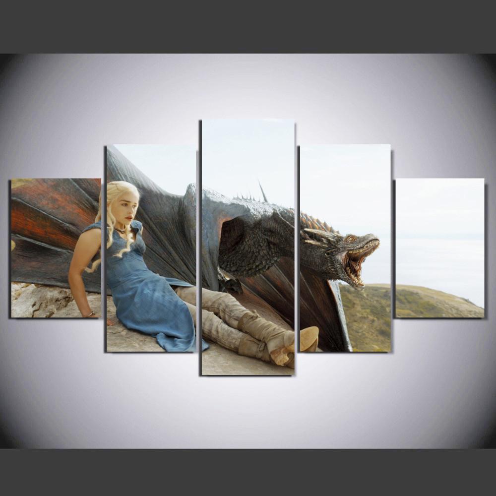 Khaleesi: Mother Of Dragons - Movie 5 Panel Canvas Art Wall Decor Khaleesi: Mother Of Dragons - Movie 5 Panel Canvas Art Wall Decor