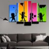 Kids Silhouette - Abstract 5 Panel Canvas Art Wall Decor
